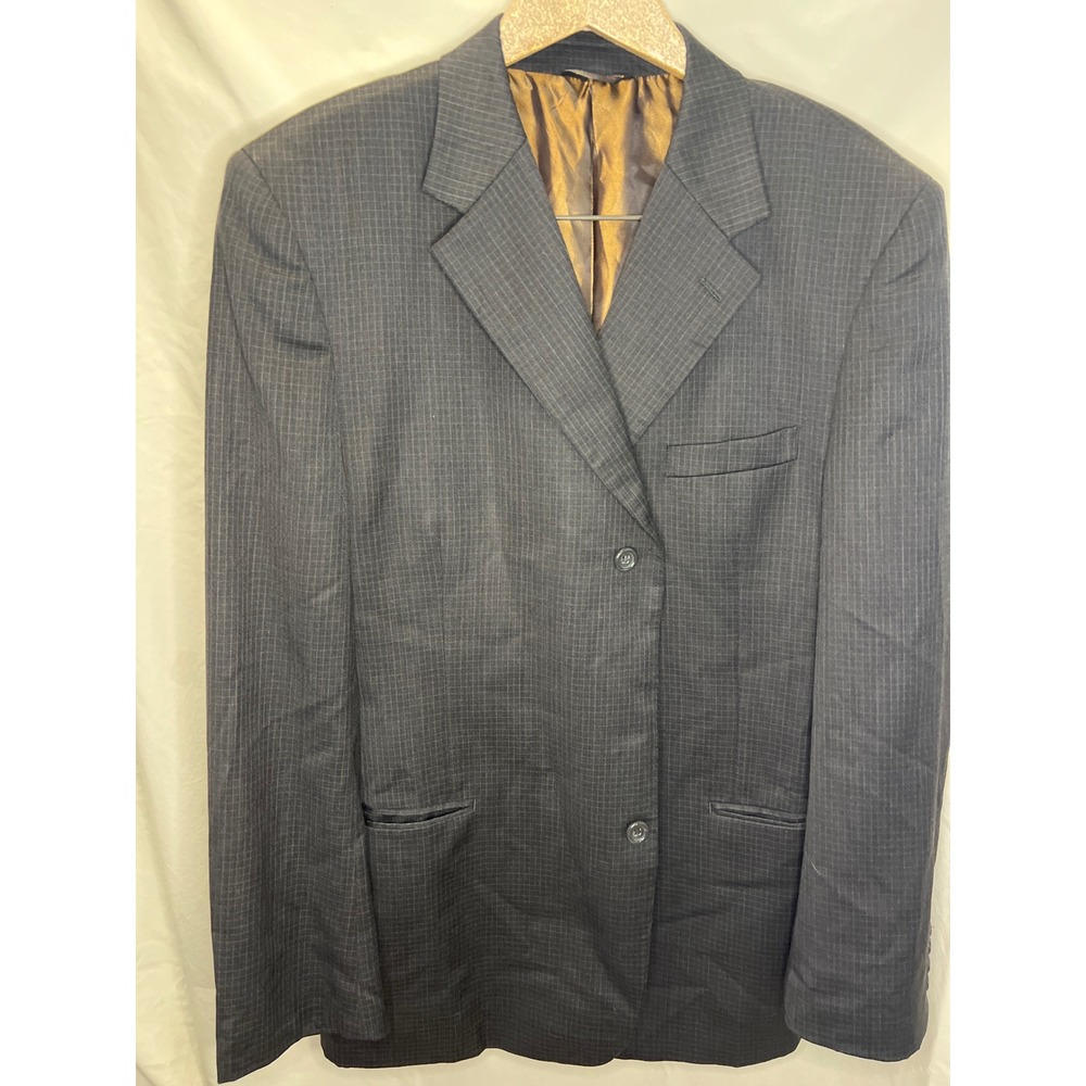 Montefino Uomo Mens 42R Gray Pinstripe Super 120s Merino Wool Blazer Coat